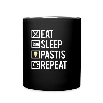 Eat Sleep Pastis Repeat Alcool Jaune Humour - Mug uni - noir - Devant