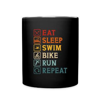 Eat sleep swim bike run repeat t-shirt triathlon - Tasse einfarbig - Schwarz - Vorne