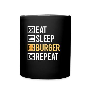 Eat Sleep Burger Repeat Fast Food Nourriture - Mug uni - noir - Devant