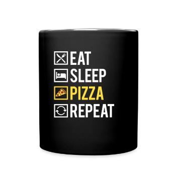 Eat Sleep Pizza Repeat Fromage Humour - Mug uni - noir - Devant