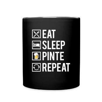 Eat Sleep Pinte Repeat Bière Apéro Humour - Mug uni - noir - Devant