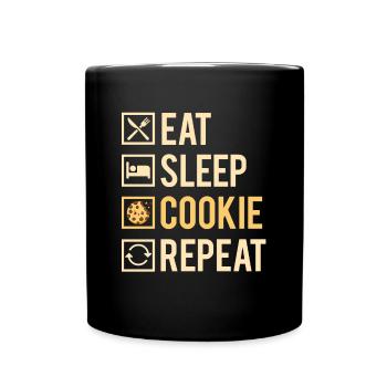 Eat Sleep Cookie Repeat Original Humour - Mug uni - noir - Devant