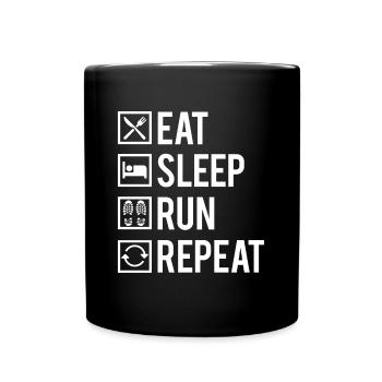 Eat Sleep Run Repeat Course Running Humour - Mug uni - noir - Devant