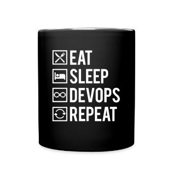 Eat Sleep Devops Repeat Développeur Codeur Humour - Mug uni - noir - Devant