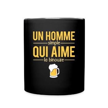 Un Homme Simple Qui Aime La Binouze Bière Humour - Mug uni - noir - Devant