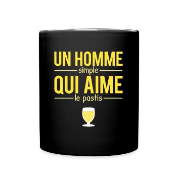 Un Homme Simple Qui Aime Le Pastis Alcool Jaune - Mug uni - noir - Devant