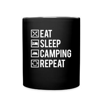 Eat Sleep Camping Repeat Humour - Mug uni - noir - Devant