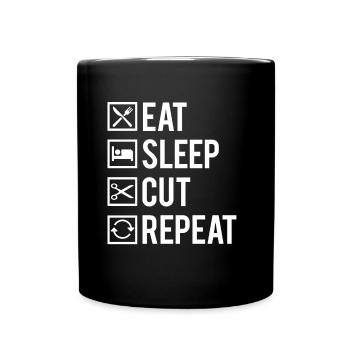 Eat Sleep Cut Repeat Blague Coiffeur Humour - Mug uni - noir - Devant
