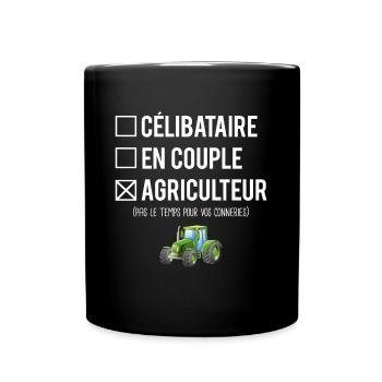 Célibataire En Couple Agriculteur Tracteur Humour - Mug uni - noir - Devant