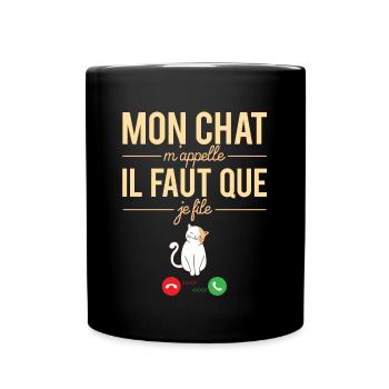 Mon Chat M'Appelle Blague Propriétaire Chat Humour - Mug uni - noir - Devant