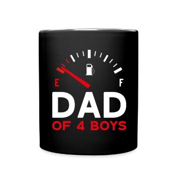 PAPA DE 4 GARÇONS FÊTE DES PÈRES PAPA QUATRE GARÇONS - Mug uni - noir - Devant