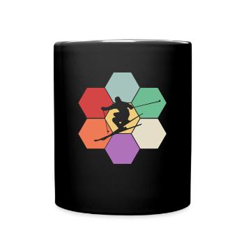 Skiing, Ski fahren, Ski Geschenk - Tasse einfarbig - Schwarz - Vorne