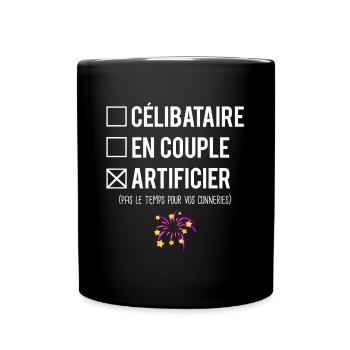 Célibataire en couple artificier feux d'artifice - Mug uni - noir - Devant