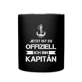 Bootsführerschein Kapitän Motorboot Boot Geschenk - Tasse einfarbig - Schwarz - Vorne
