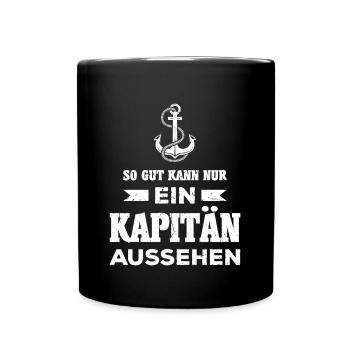 Kapitän Segeln Segelboot Schiff Motorboot Geschenk - Tasse einfarbig - Schwarz - Vorne