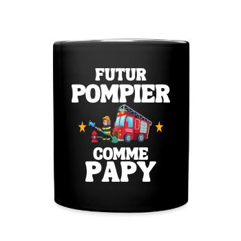 Cadeau Bebe Pompier Papy et petit fils - Mug uni - noir - Devant