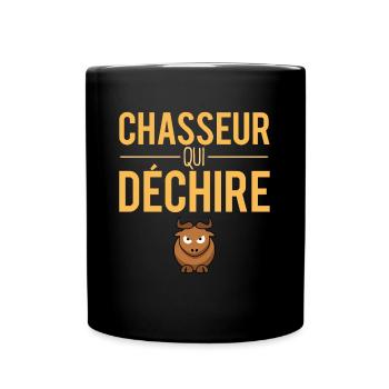 Chasseur qui déchire cadeau papa chasseur - Mug uni - noir - Devant
