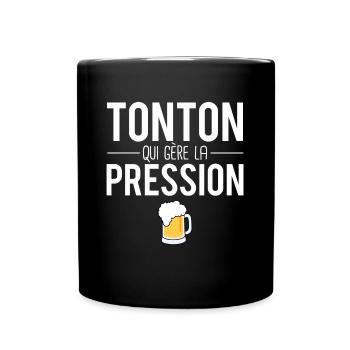 Tonton qui gère la pression mousse pression humour - Mug uni - noir - Devant