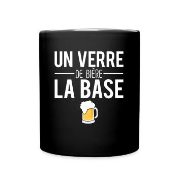 Une verre de bière la base mousse pression humour - Mug uni - noir - Devant