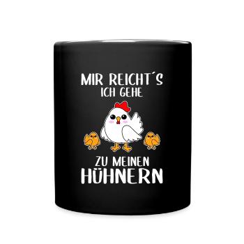 Hühner Huhn Landwirt Bauernhof Bäuerin Geschenk - Tasse einfarbig - Schwarz - Vorne