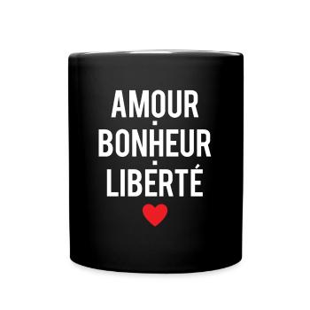 Amour bonheur liberté expression - Mug uni - noir - Devant