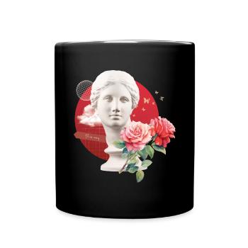 Hier lang - Tasse einfarbig - Schwarz - Vorne