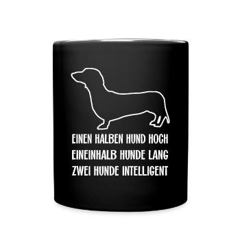 Schlauer intelligenter Dackel ich liebe Dackel - Tasse einfarbig - Schwarz - Vorne