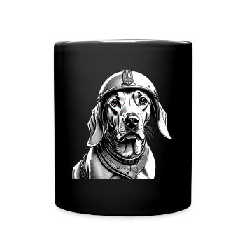 Basset Hund - Tasse einfarbig - Schwarz - Vorne