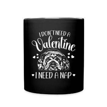 English Bulldog Valentinstag Hunde Hund Wilsigns - Tasse einfarbig - Schwarz - Vorne