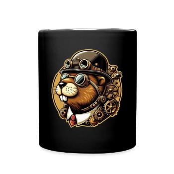 Biber Steampunk Retro - Tasse einfarbig - Schwarz - Vorne