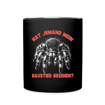 Vogelspinne Tarantel und lustiger Spinnenspruch - Tasse einfarbig - Schwarz - Vorne