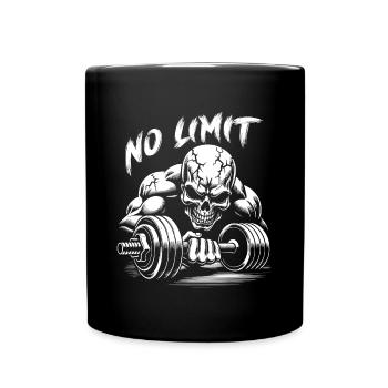 No Limit hartes Workout Skull mit Hantel - Tasse einfarbig - Schwarz - Vorne