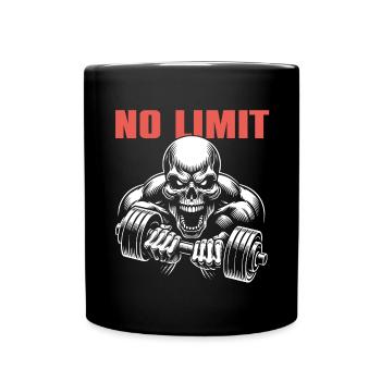 No Limit hartes Workout Skull mit Hantel - Tasse einfarbig - Schwarz - Vorne
