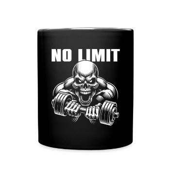No Limit hartes Workout Skull mit Hantel - Tasse einfarbig - Schwarz - Vorne