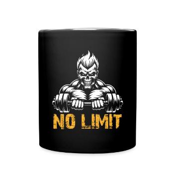 No Limit hartes Workout Skull mit Hantel - Tasse einfarbig - Schwarz - Vorne