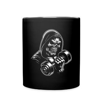 No Limit Workout Bodybuilding Skull with Dumbbell - Full Colour Mug - black - Front