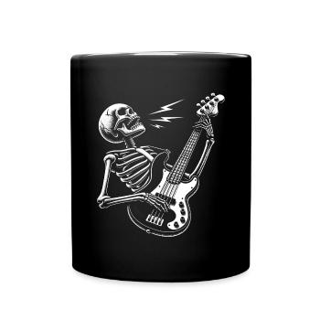 Crâne squelette avec guitare basse - Mug uni - noir - Devant