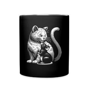 Le chat et la souris dans l’amitié, la paix et l’amour - Mug uni - noir - Devant