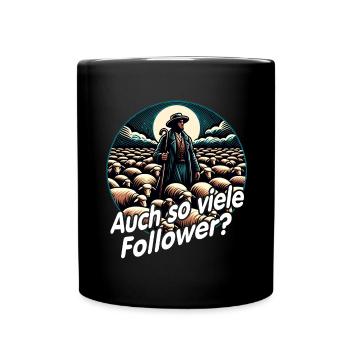 Funny Shepherd Motif with Herd Shepherd and Saying - Full Colour Mug - black - Front