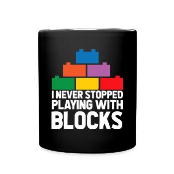 Brick Builder Toys Blocks Clamping Blocks Bricks - Full Colour Mug - black - Front