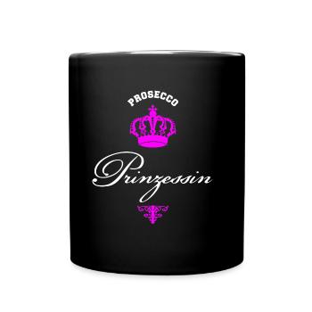 Prosecco Prinzessin weiss pink - Tasse einfarbig - Schwarz - Vorne