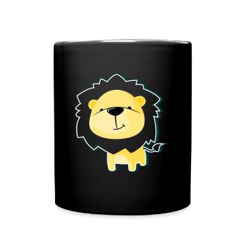 Löwe Gelb - Tasse einfarbig - Schwarz - Vorne