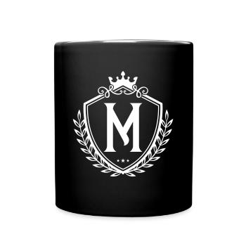 M Buchstabe Wappen Krone - Tasse einfarbig - Schwarz - Vorne