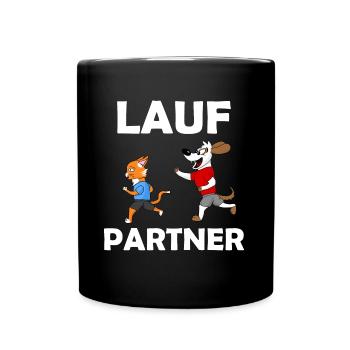 Läufer Outfit Katze Hund - Tasse einfarbig - Schwarz - Vorne