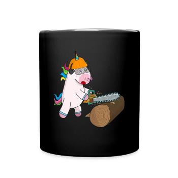 Bûcheron Licorne - Mug uni - noir - Devant