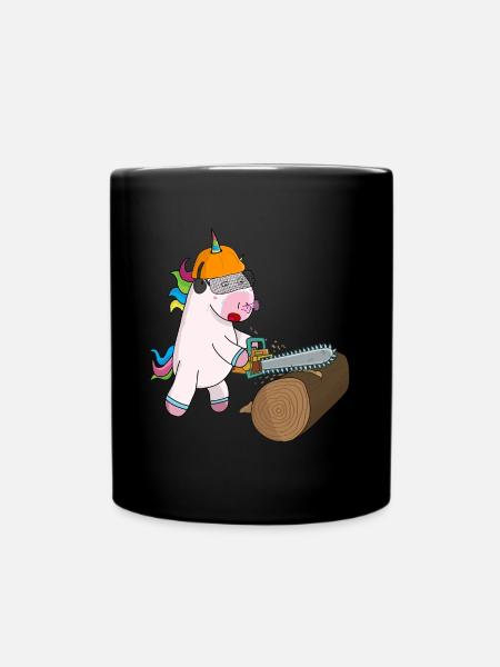 Holzfäller Einhorn - Tasse einfarbig - Schwarz
