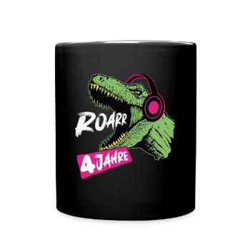 Roarrr, j’ai 4 | T-Rex 4 ans | Dino - Mug uni - noir - Devant