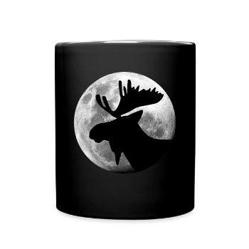 L’orignal dans la forêt de pleine lune animal - Mug uni - noir - Devant