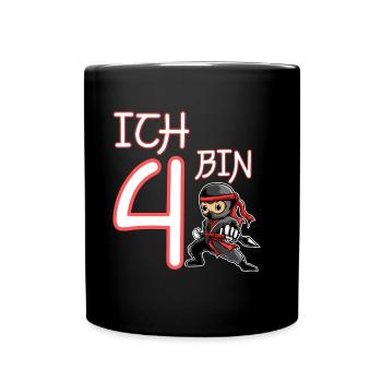 Ich bin 4 Ninja Geburtstag 4.Geburtstag - Tasse einfarbig - Schwarz - Vorne