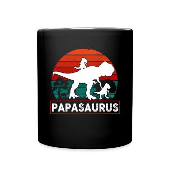 Papa Dinosaure Avec 2 Enfants Dinosaures - Mug uni - noir - Devant